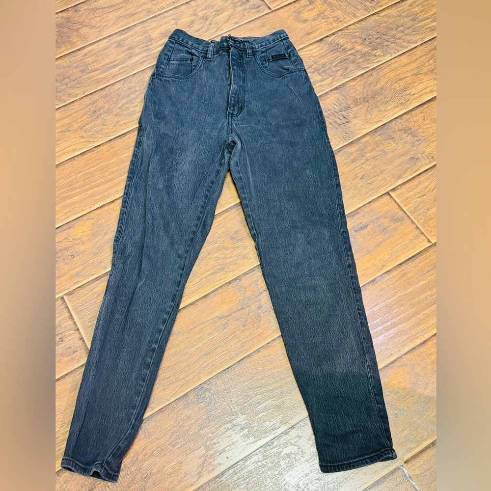 Vintage 90s Gitano Jeans Womens SZ 8 Black Tapered Leg High Waist Mom Jeans
